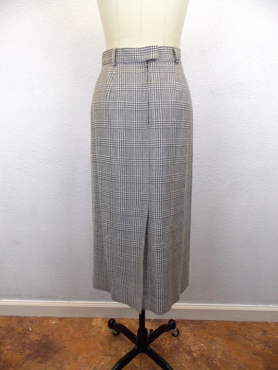 Gray Plaid Wool Skirt Straight Pencil Skirt - image 5