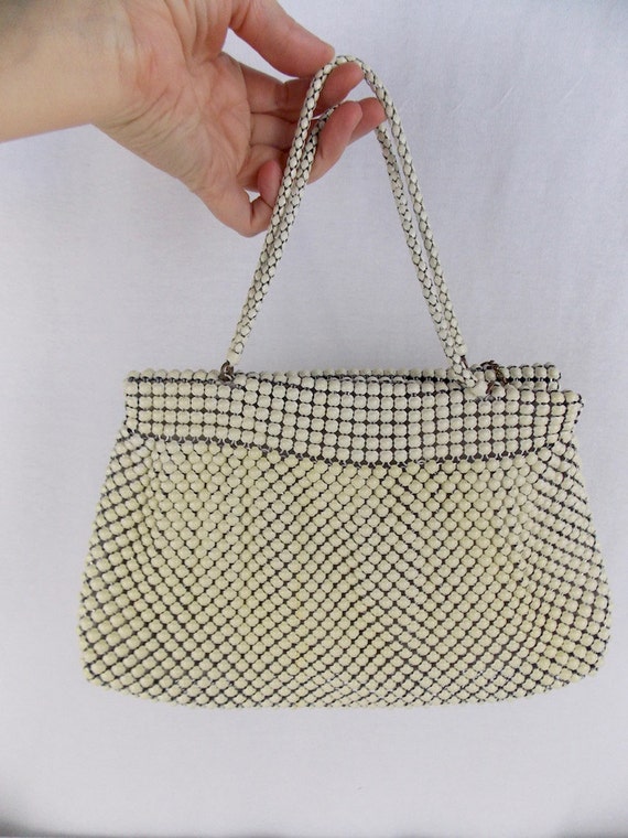 VTG White Enameled Mesh Whiting & Davis Handbag - image 1
