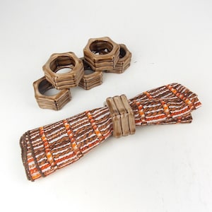 1970&#39;s Set of 6 Ceramic Napkin Rings Boho Decor
