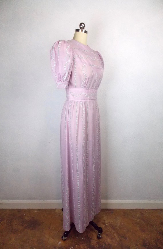 1970's Lilac Purple Maxi Dress Cottagecore - image 3