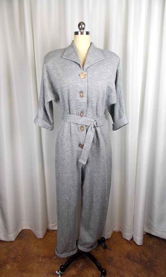 1980's 1990's Gray Jumpsuit