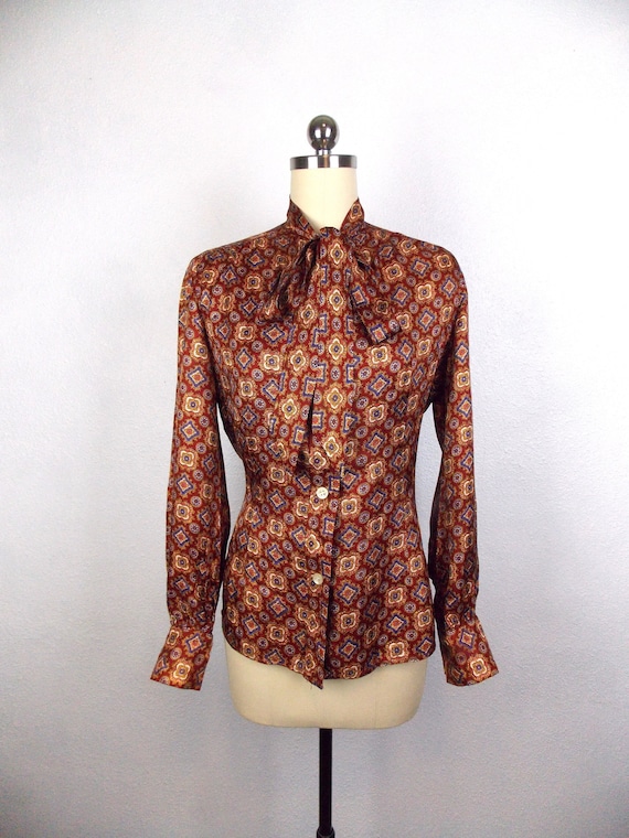 1960's Silk Blouse with Bow Collar