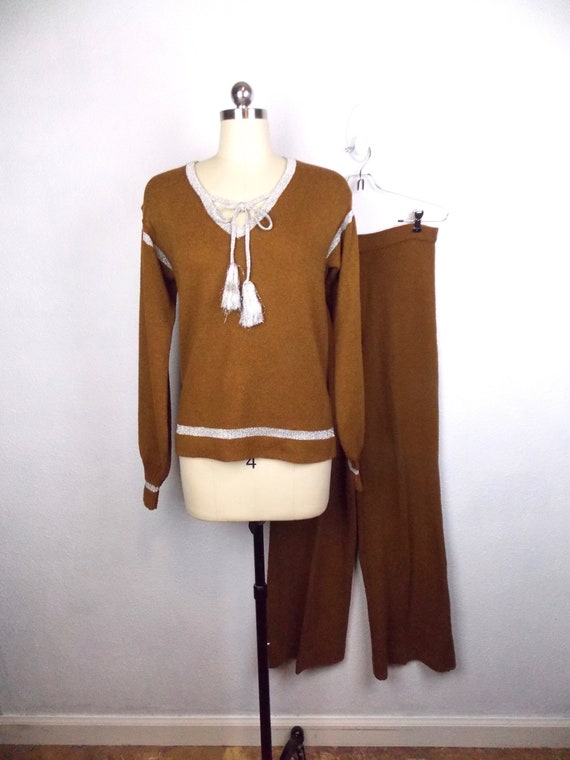 1970's WENJILLI Two Piece Knit Pant Suit