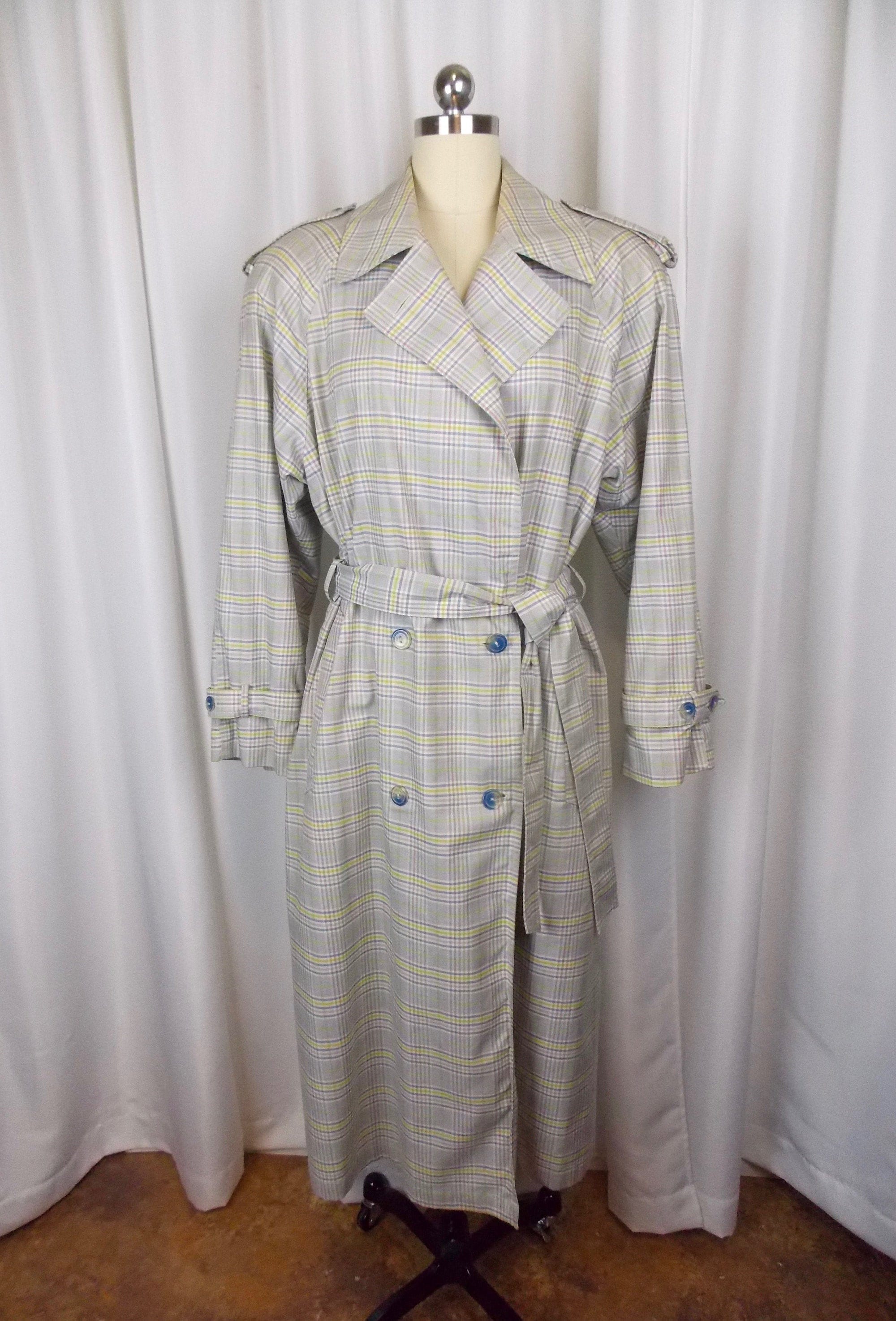 Plaid Trench Coat Fleet Street Size 6 1980's 1990's - Etsy Canada