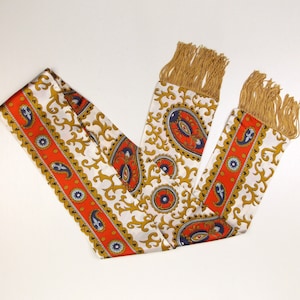 Vintage Neck Scarf with Fringe Detail