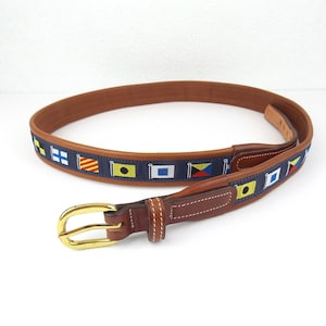 Nautical Sailing Code Flags Leather Belt Size 40
