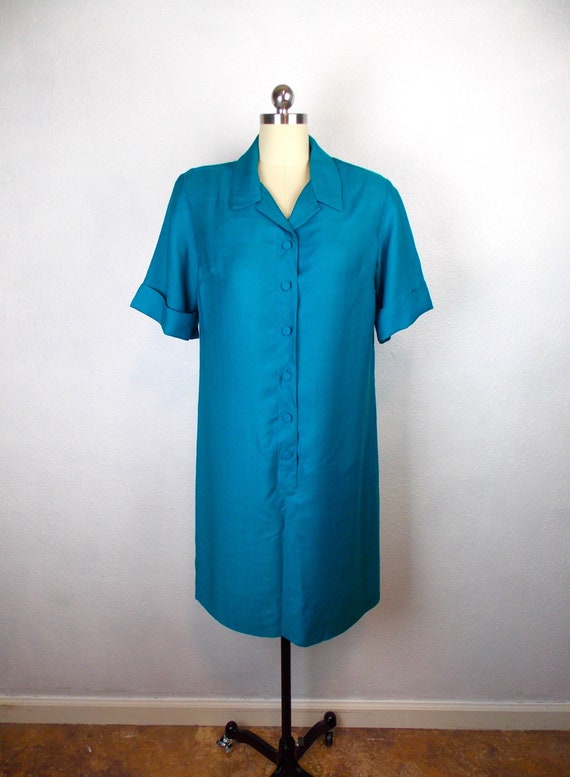 1970's Blue Silk Dress