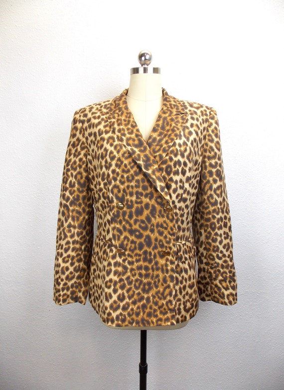 1990's Leopard Cheetah Animal Print Silk Blazer Ni