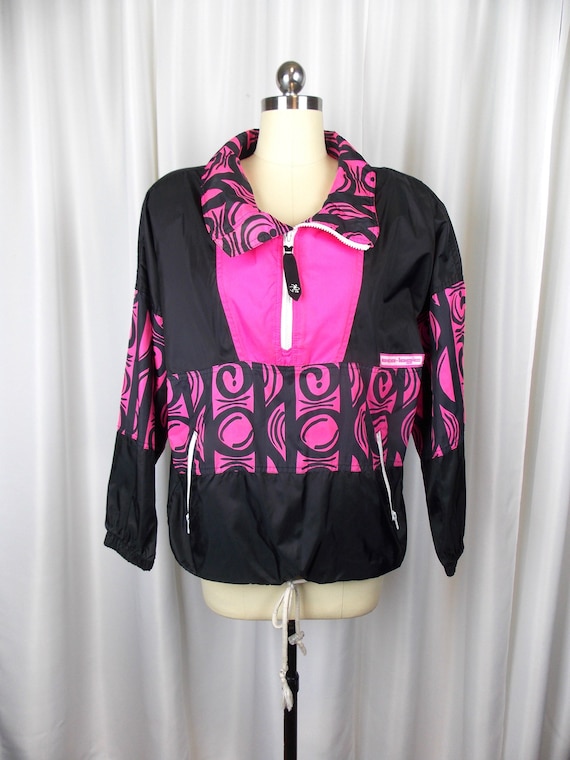 Ocean Pacific Windbreaker Jacket Neon Pink 1990's 