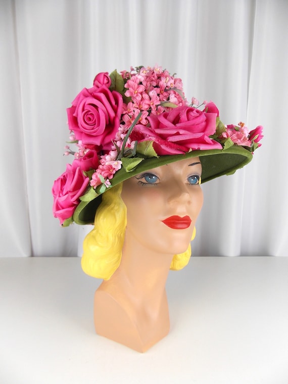 Flower Covered Hat 1960's Cathay of California Lab