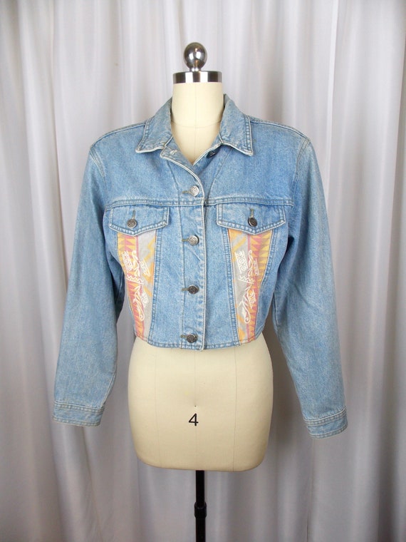 Denim Crop Jacket FT Brand 1990's Size Small Boho 