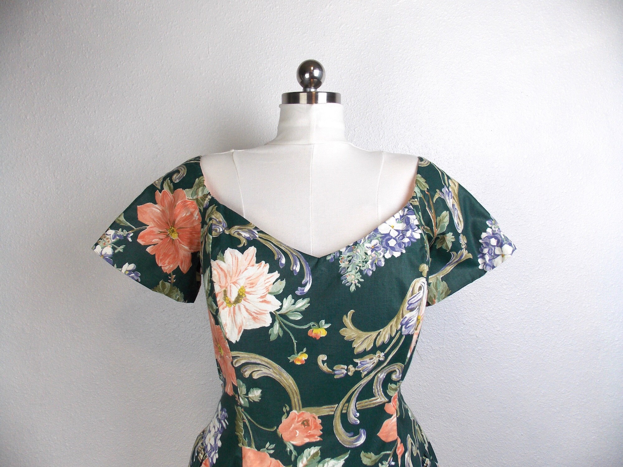 1980's Loralie Original Floral Print Dress Large Size 16 - Etsy
