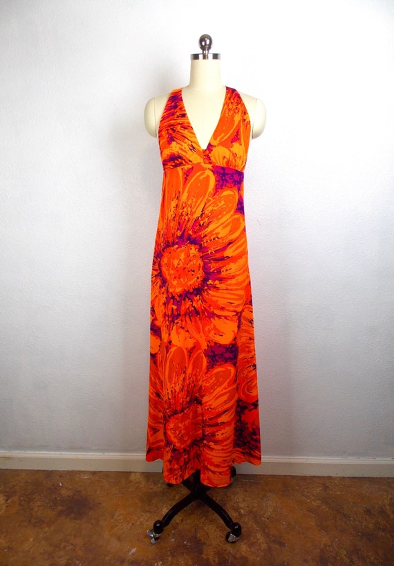 1970's Fancy That Hawaiian Halter Dress XS