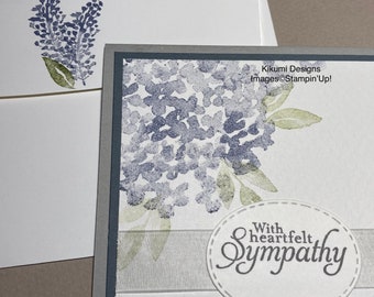 With Heartfelt Sympathy Card Gray Floral Botanical Stampin’Up! Hand stamped hand made