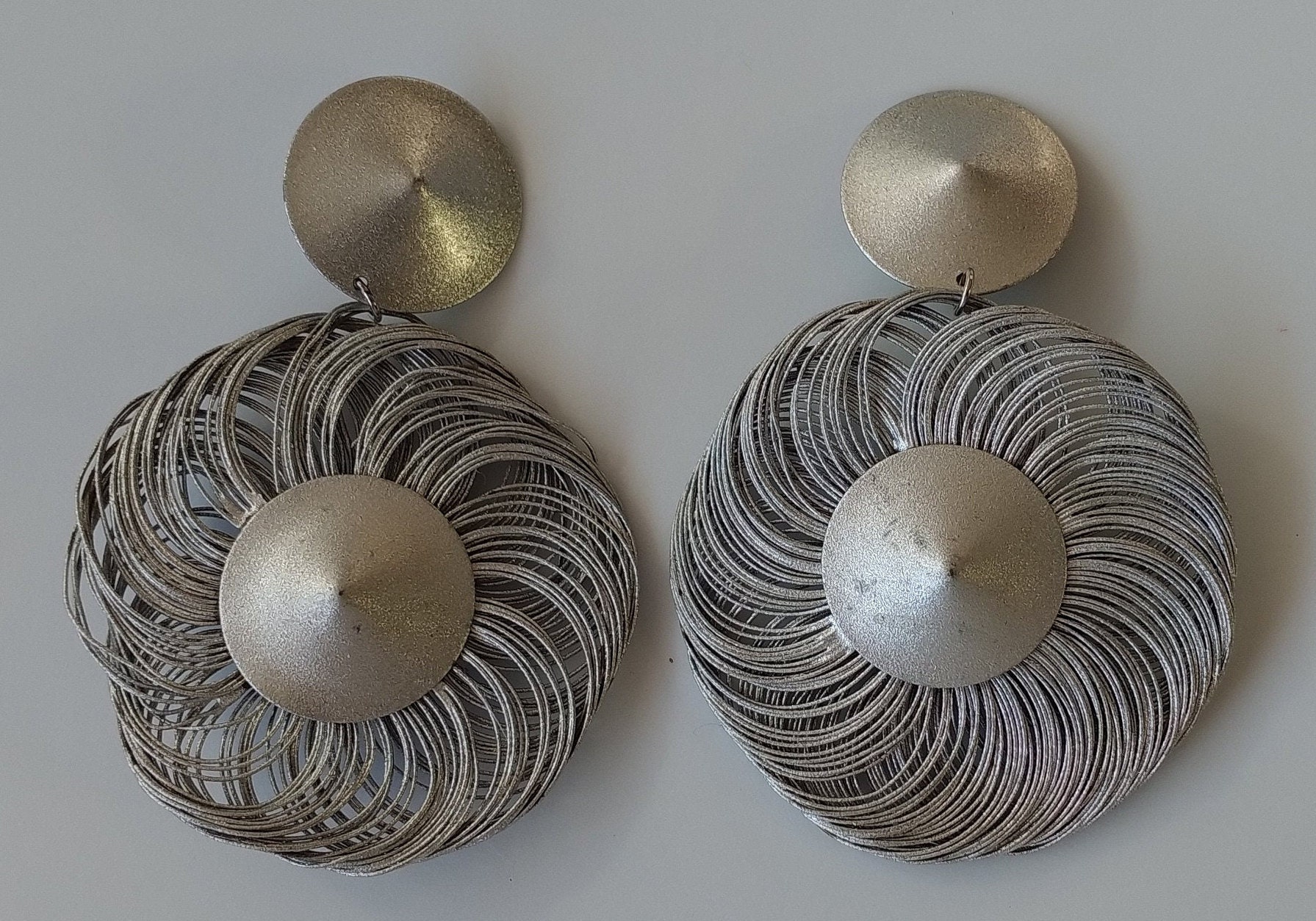 Large Dangling Clip on Earrings Silver Color 3 1/4 Long Etsy New Zealand