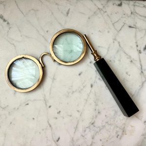 Double Lens Brass Magnifying Glasses; Opera Style Magnifiers