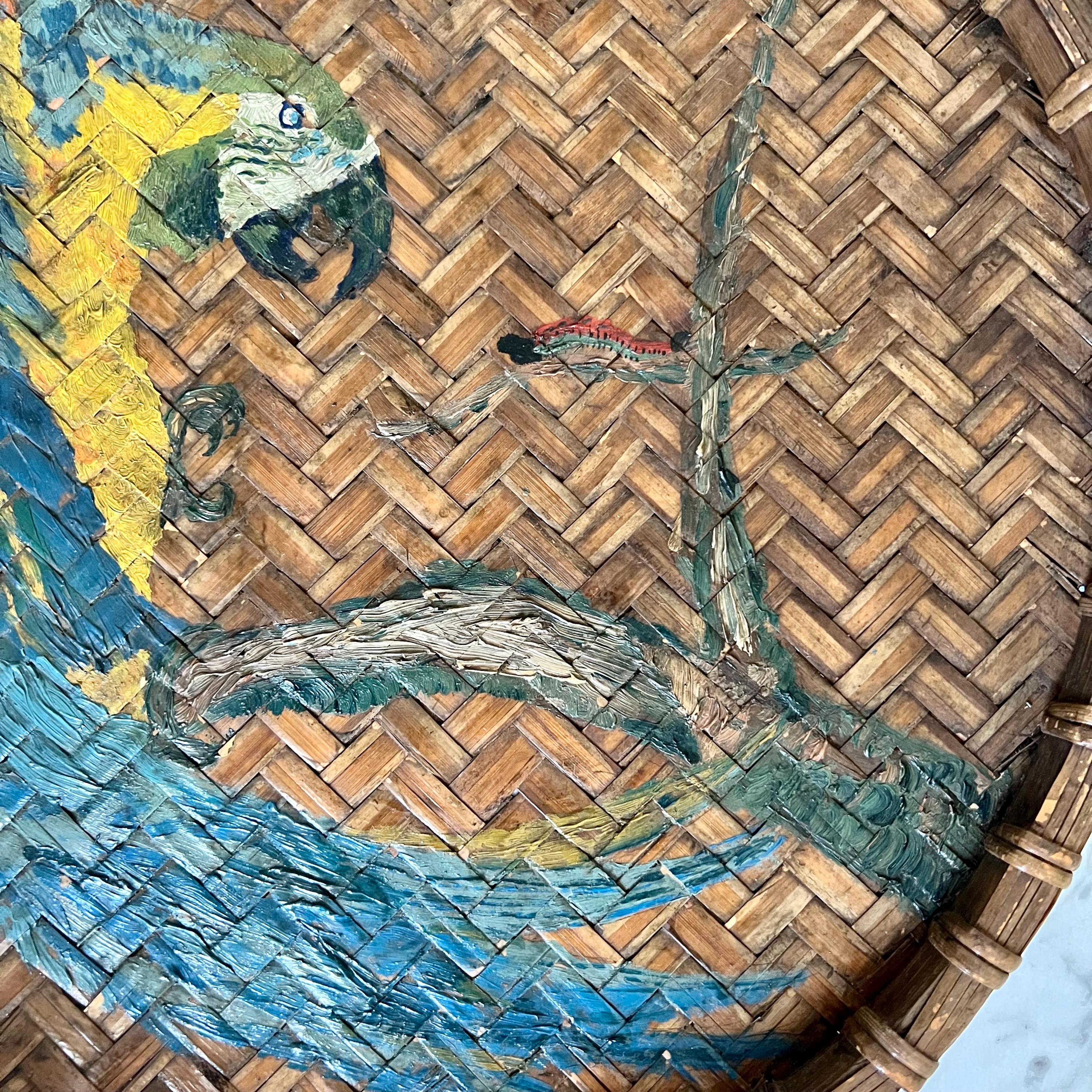 Coco Papaya Perroquet 50cm en Bois Peint à la Main - Coloris Rouge, Bleu et Jaune
