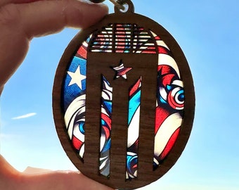 Puerto Rico Car Charm: Old San Juan Door, Albizu Campos Suncatcher Ornament