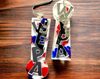 Wepa exclamation point earrings, Puerto Rican expression jewelry, birthday gift for Latina sister,Puerto Rico art, unique lightweight dangle