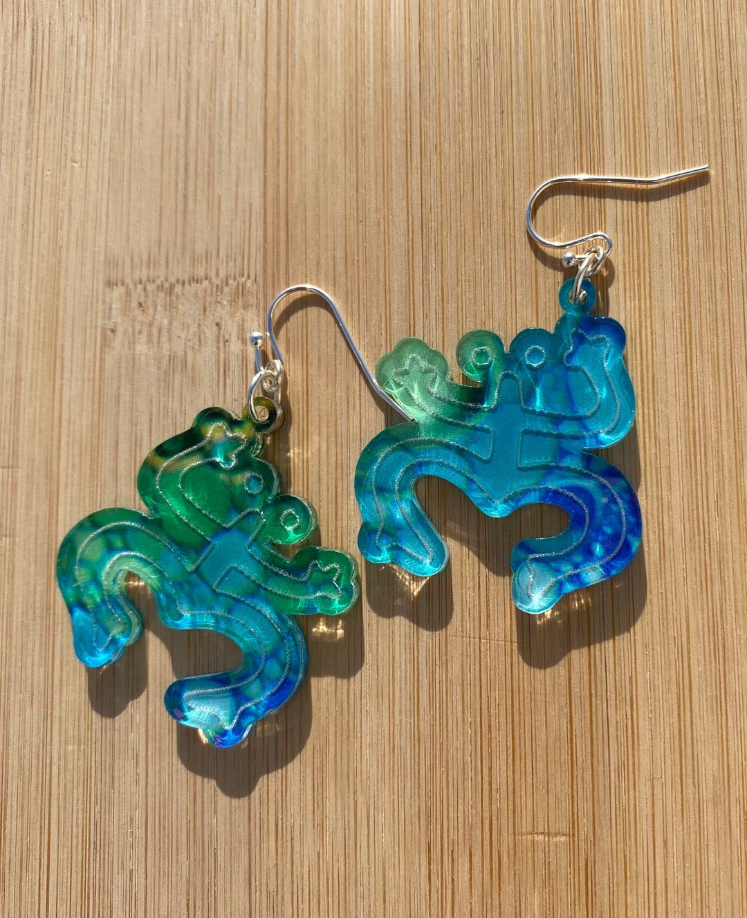 Colorful Coqui Frog Earrings, Taino Symbol Art, Puerto Rico Art