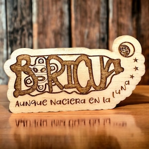 Boricua Wooden Magnet: Puerto Rico Art with Taino Symbols