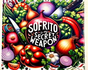 Sofrito secret weapon Water Bottle sticker water UV resistant, Puerto Rico christmas vinyl decal, birthday gift, laptop decoration, Reyes