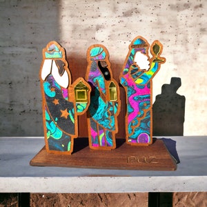 Tres Reyes Magos Puerto Rico, Tres Reyes art, Mother’s Day gift for Puerto Rican, standing wood statue three kings, three wise men nativity