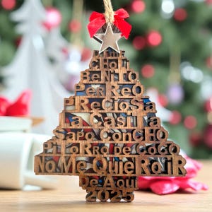 Bad Bunny Wood Christmas Tree Ornament: Puerto Rican Holiday Decor, Perreo, Preciosa