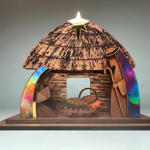 Belén Taíno Hecho a Mano / Belén de Madera Bohío Puertorriqueño, Recuerdo de los Tres Reyes Magos