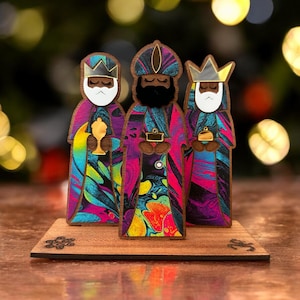 Tres Reyes Magos wood art, Three Kings Day Gift,Puerto Rico art,Wise Men Figurines,Three Wise Men, Artesanias Puertorriquenas, Christmas