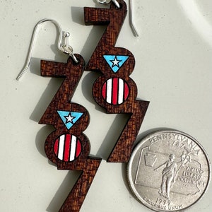 787 Area Code Puerto Rican Flag Earrings Dangle, Boricua Statement