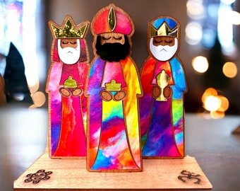 Tres Reyes Magos wood art, Three Kings Day Gift,Puerto Rico art,Wise Men Figurines,Three Wise Men, Artesanias Puertorriquenas, Christmas