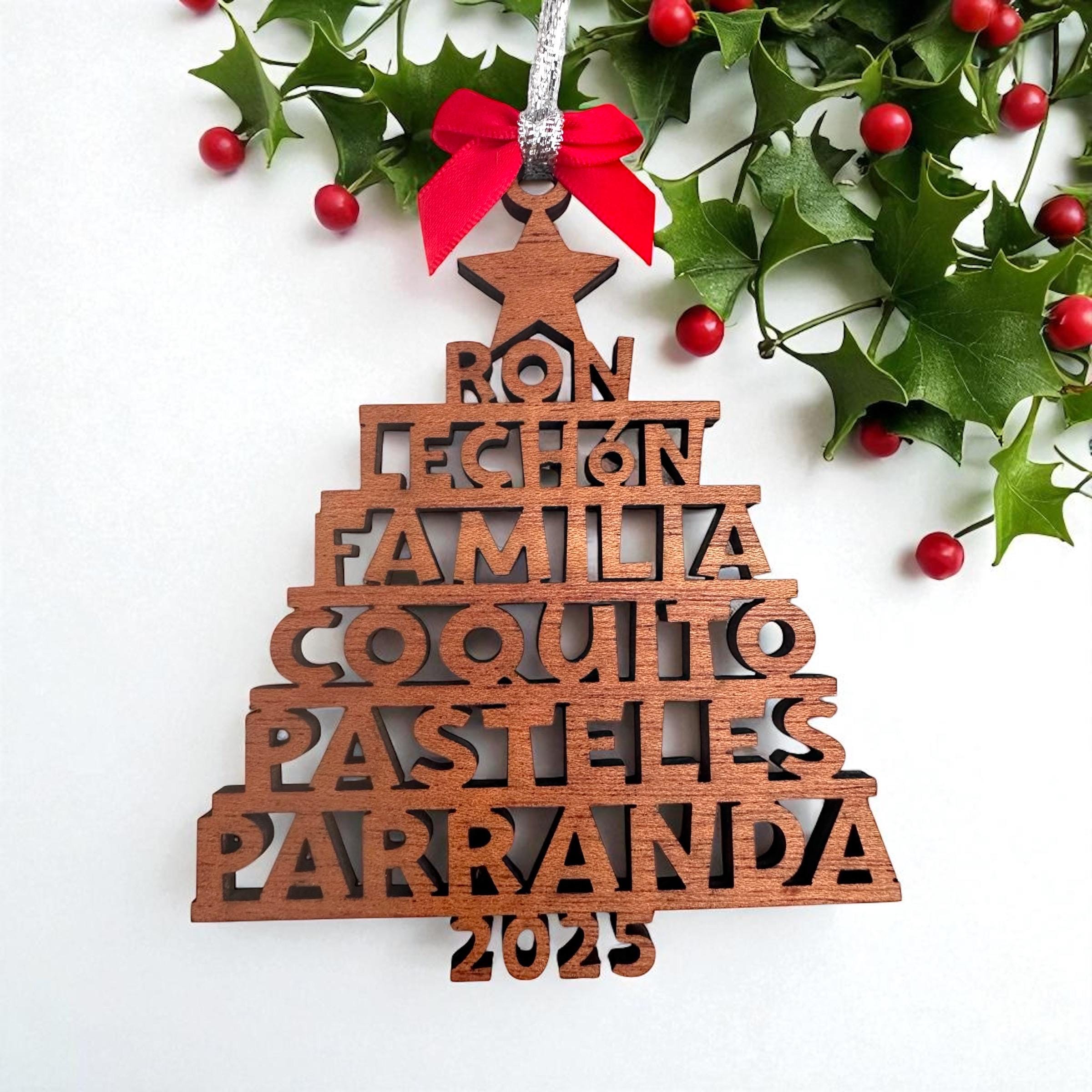 2025 Ron Coquito Parranda Wood Christmas Tree Ornament: Puerto Rican Holiday Decor