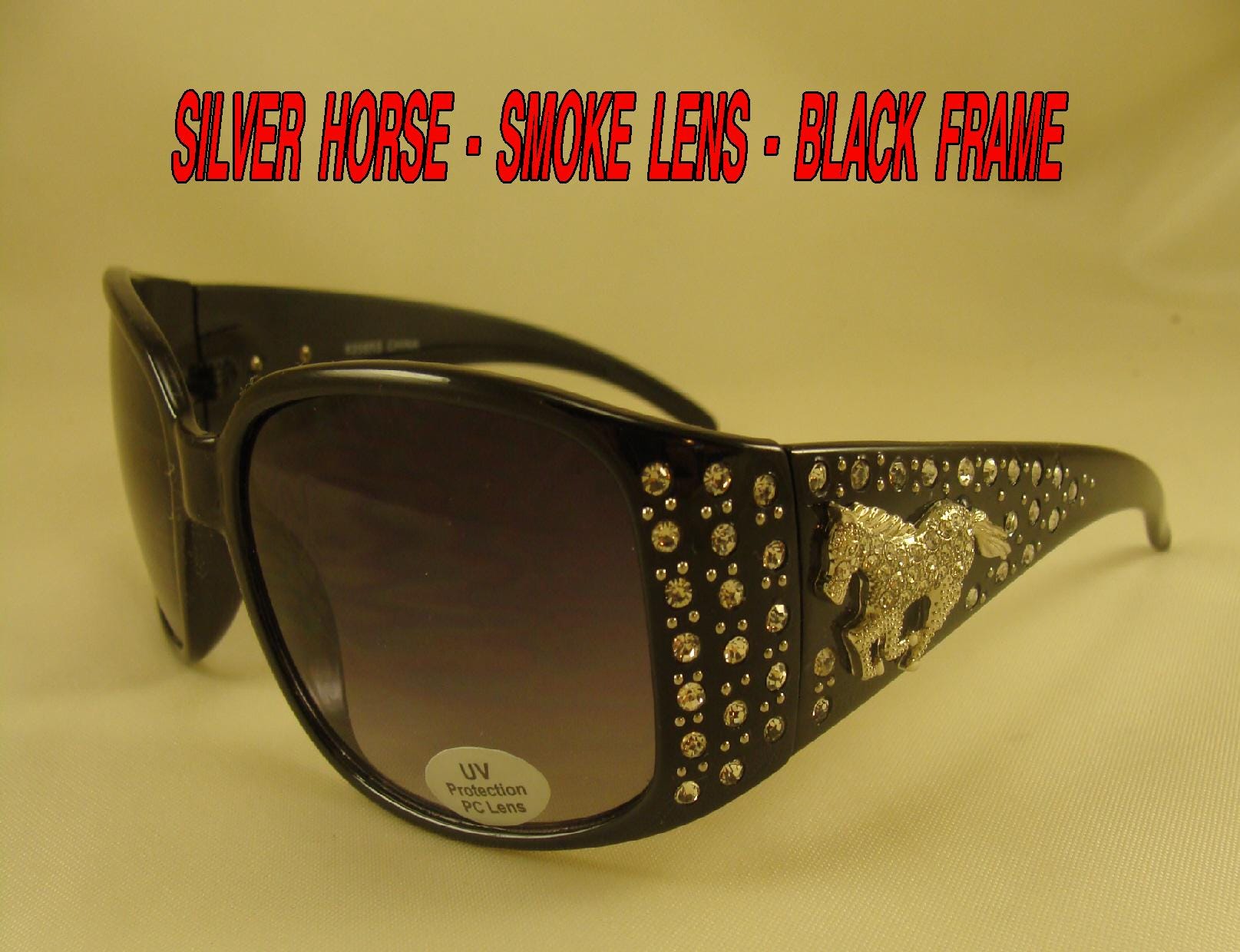 Silver Dashing Horses Sunglasses in Black w/Rhinestone Accents il_fullxfull.6430955607_3w17.jpg main image 2