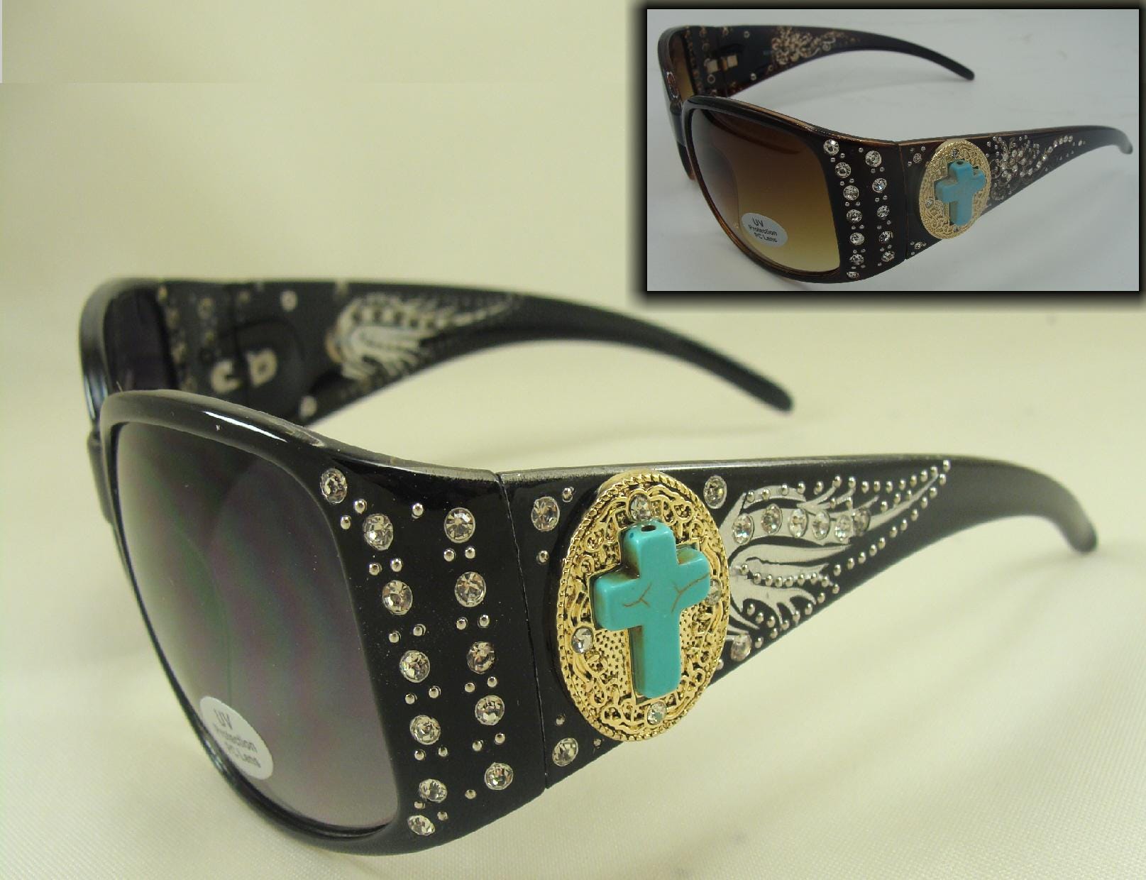 Montana West Black and Turquoise Rhinestone Sunglasses Montana West Blue Sunglasses for Women for sale | eBay main image 4