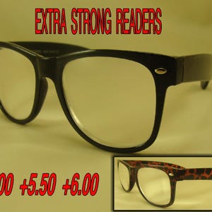 5.00, +5.50 or +6.00 Strong Reading Glasses High Powers, Hard to find  in stores RE9002