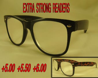 5.00, +5.50 or +6.00 Strong Reading Glasses High Powers, Hard to find  in stores RE9002
