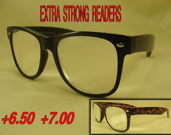 6.50 or +7.00 Strong Reading Glasses High Powers, Hard to find  in stores RE9002