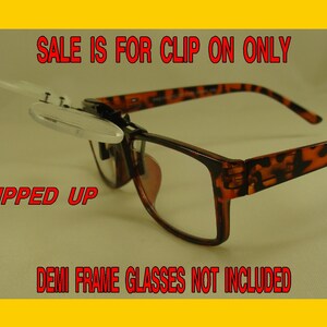 Small Clip On Magnifying Glasses Clips to most glasses Flip up Magnifier Reading Glasses +1.50 +2.00 +2.50 +3.00 +3.50 +4.00 image 4