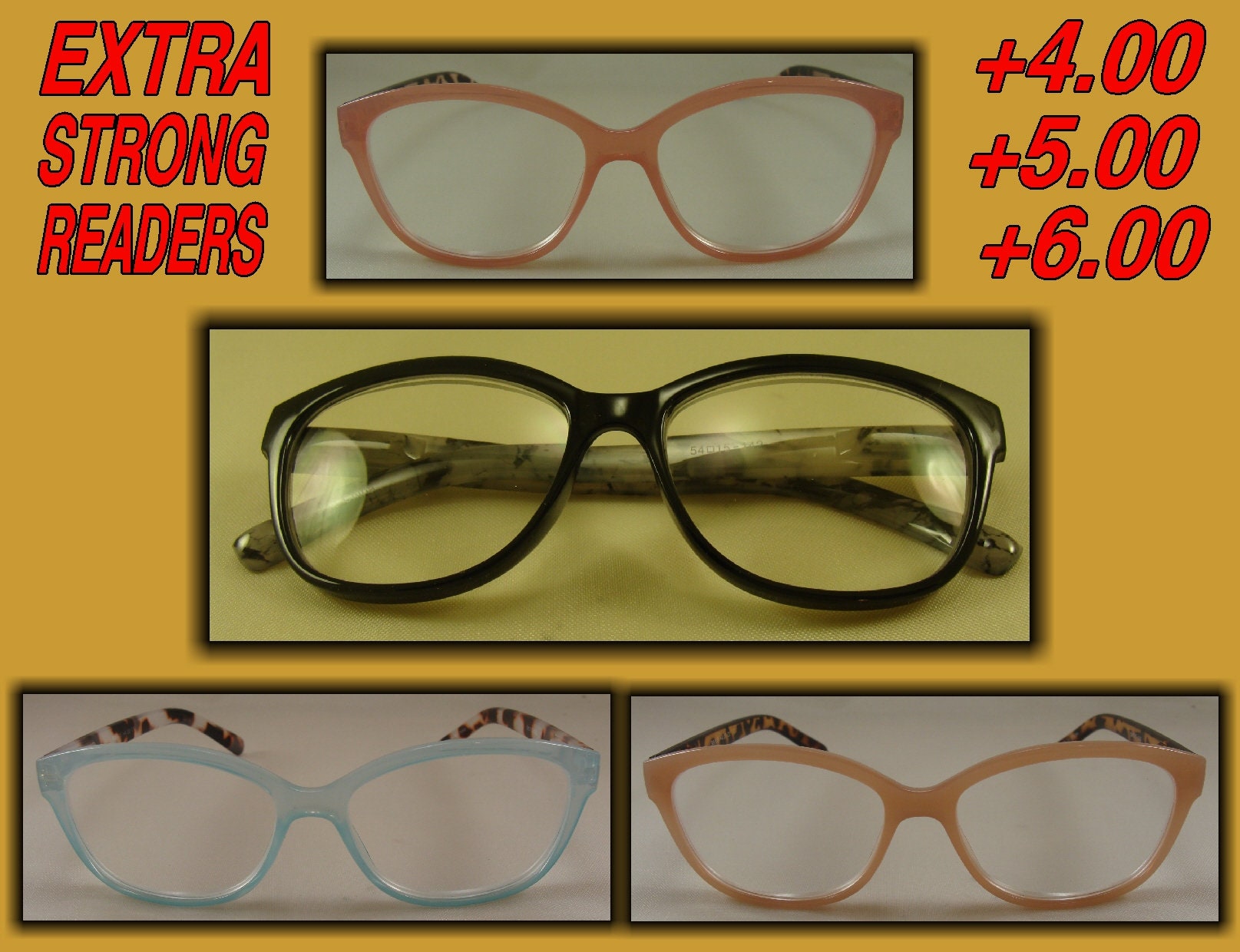 Reading glasses 6.00 strength sales