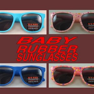 Baby Infant Sunglasses Flexible Rubber Frames Assorted Colors UV 400 Lens Hard to Find in Stores