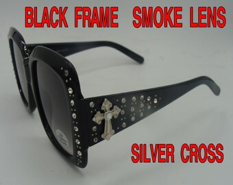 Y2K Mcbling Goth Emo Alt Scene Baddie Cyber Vixen Trendy Black cross sunglasses Trendy Outfit Ideas for Emo Scene Girls | 2000s Inspired  main image 3