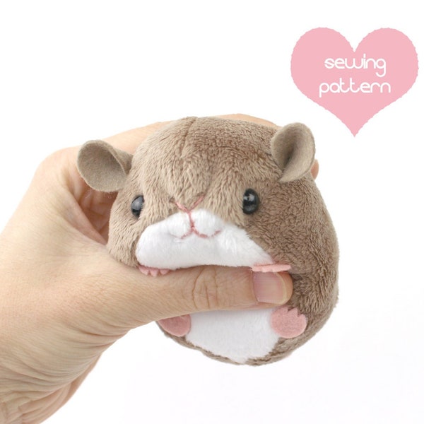 Plush sewing pattern PDF hamster mouse rat stuffed animal guinea pig rodent plushie - kawaii chinchilla bunny rabbit gerbil lemming easy DIY