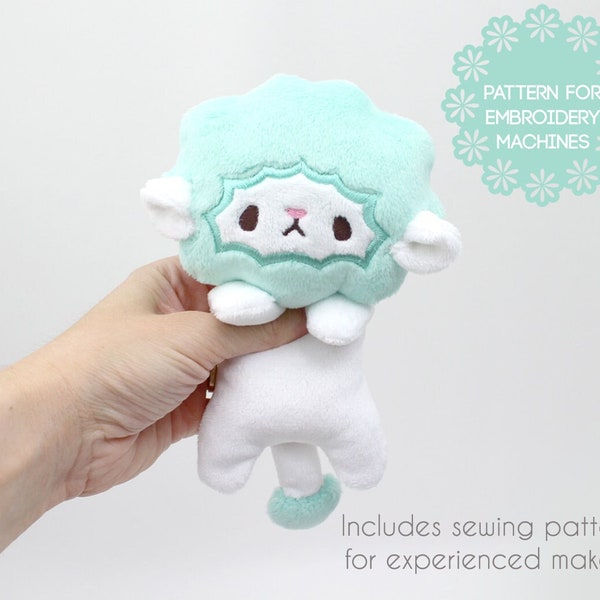 Sewing AND ITH In the hoop plush pattern - Lion embroidery machine design - kawaii cute small plushie 2 sizes - stuffed animal soft toy