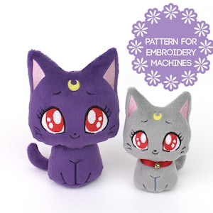 ITH In the hoop plush pattern - Cat kitten embroidery machine design - 2 sizes plushie kawaii easy stuffed animal stuffie with bonus eBook