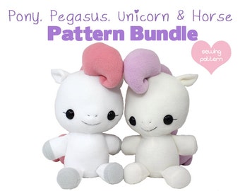 Plush sewing pattern My Little Pony Horse Unicorn Pegasus stuffed animal - kawaii chibi plushie my little pony DIY easy baby shower gift