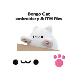 Embroidery machine files Bongo Cat kawaii plush face, paws, ears for stuffed animal plushie digital download soft toy image 1