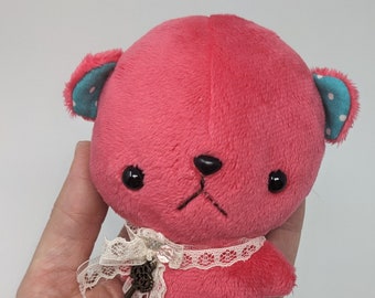 Kawaii keepsake bear handmade plush - handheld plushie decor stuffed animal