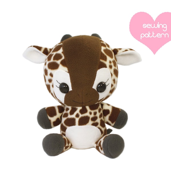 Plush sewing pattern PDF Giraffe stuffed animal - kawaii easy cute anime plush toy large cuddle size TeacupLion baby shower nursery decor