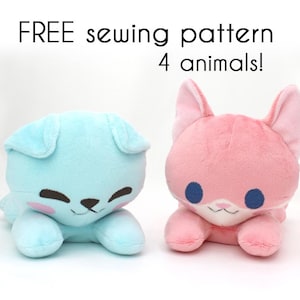 無料のぬいぐるみバンドル縫製ぬいぐるみパターン - 猫、犬、キツネ、オオカミ - 初心者向けの簡単なぬいぐるみ PDF ダウンロード、ボーナス eBook 付き